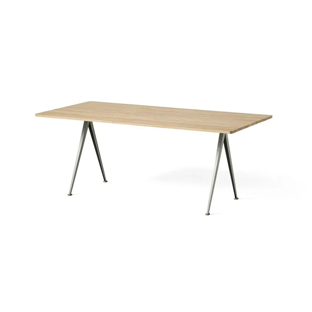 Pyramid 02 Rectangular Dining Table - Matt Oak, Beige Steel