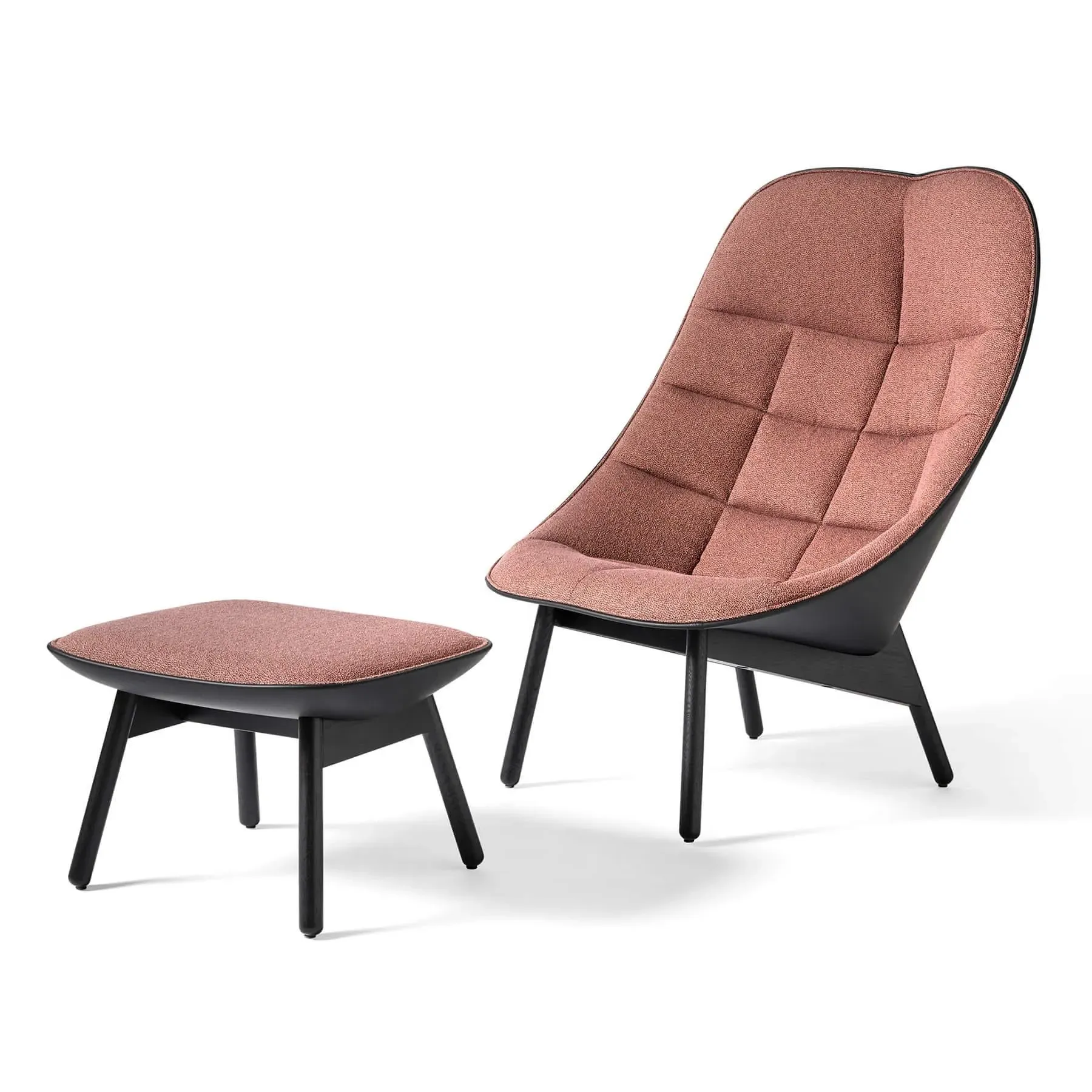 Quilted Lounge Chair with Ottoman - Black Oak