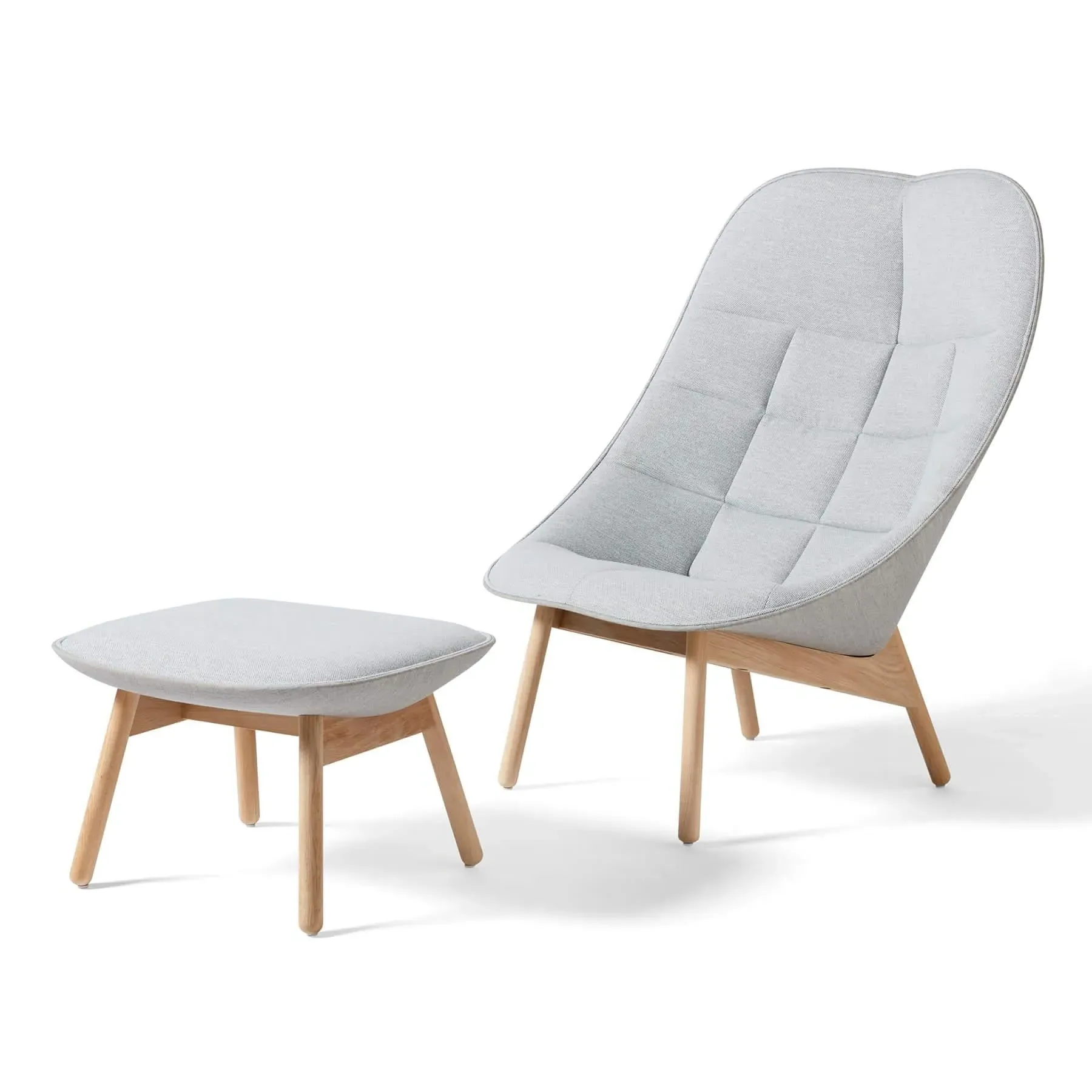 Quilted Lounge Chair with Ottoman - Oak image