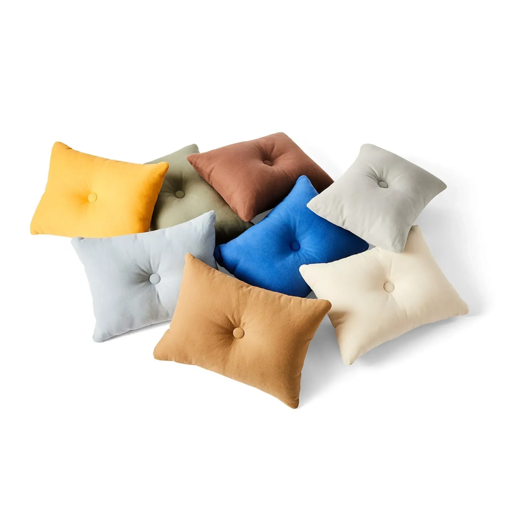 Rectangular Cushion with Button - Toffee, Cotton