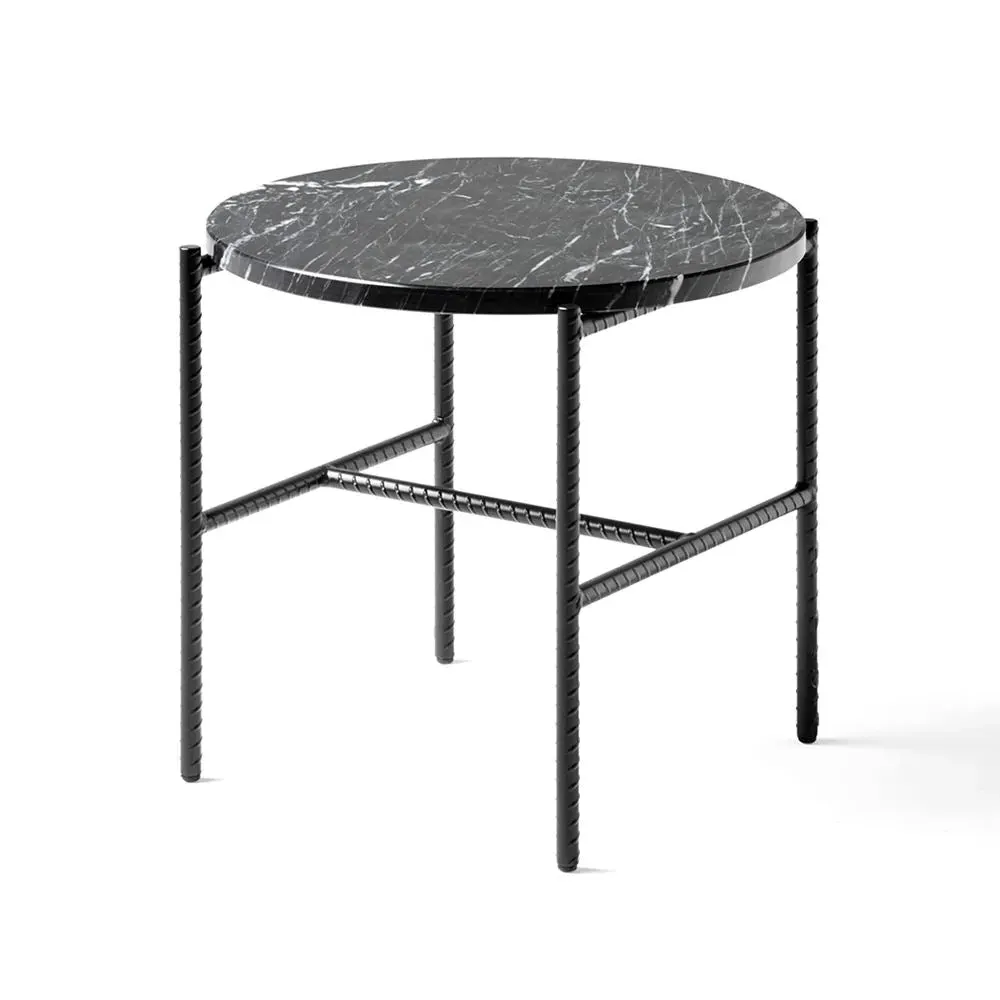 Round Side Table - Black, Marble image