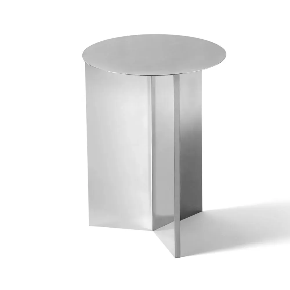 Round Side Table High Height - Mirror, Steel