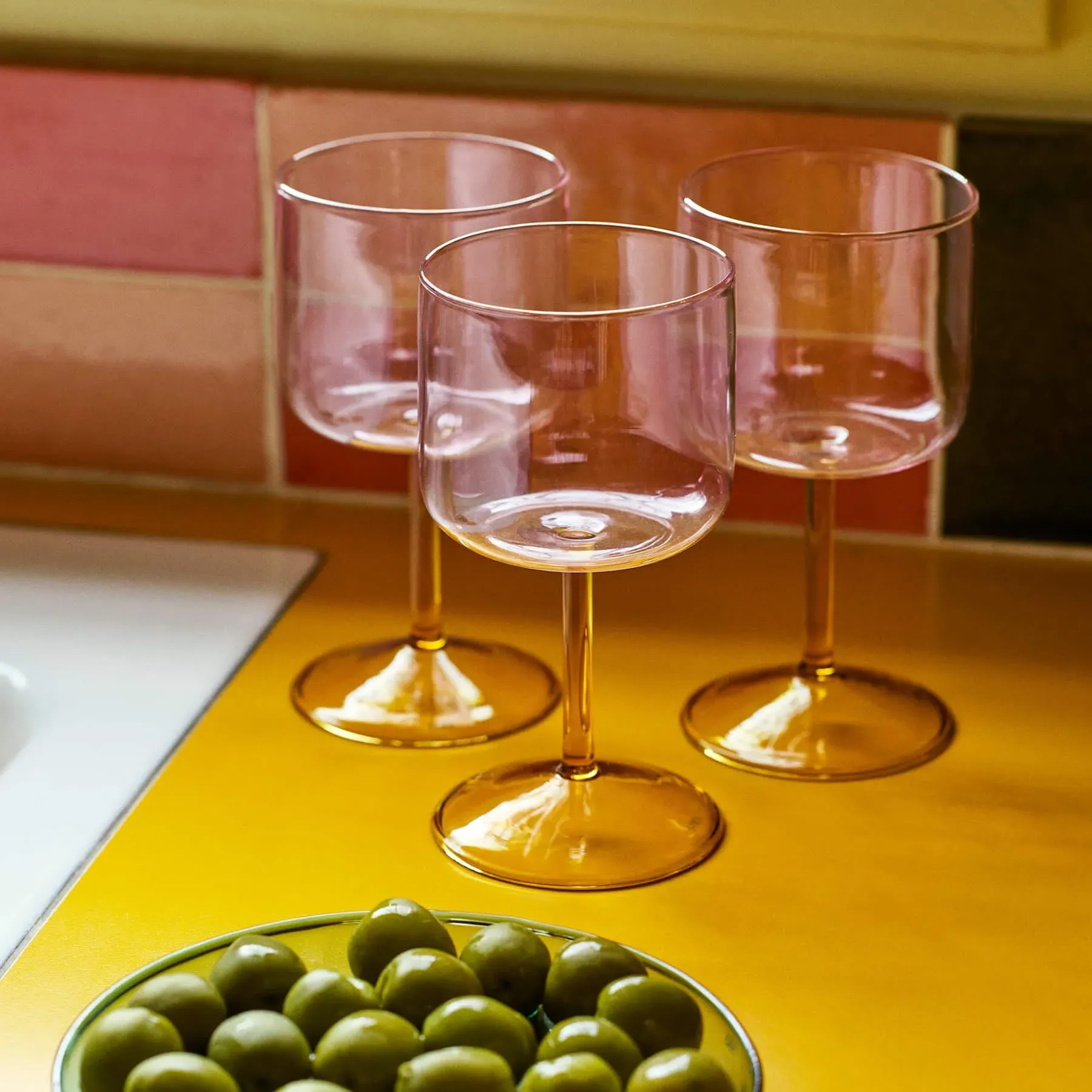 Set of 2 Wine Glasses - Grey, Borosilicate