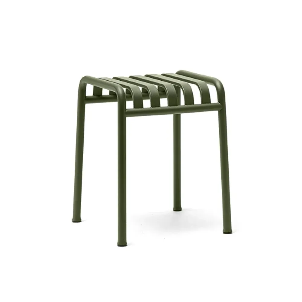 Short Stool with Slatted Seat - Galvanised Steel