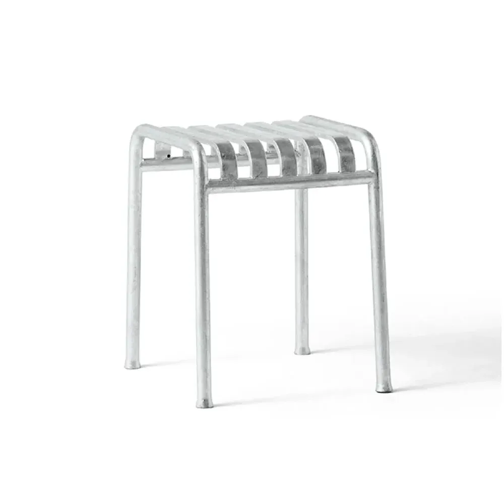 Short Stool with Slatted Seat - Galvanised Steel