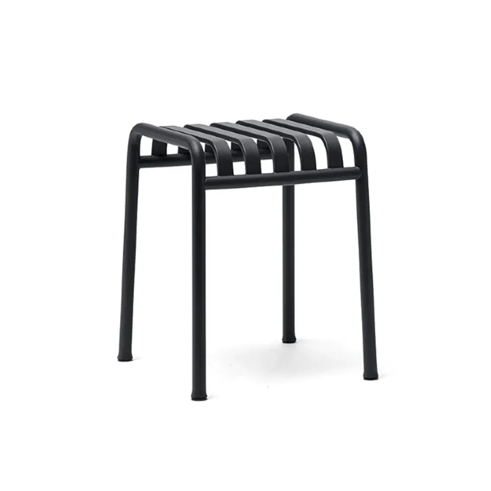 Short Stool with Slatted Seat - Green, Steel