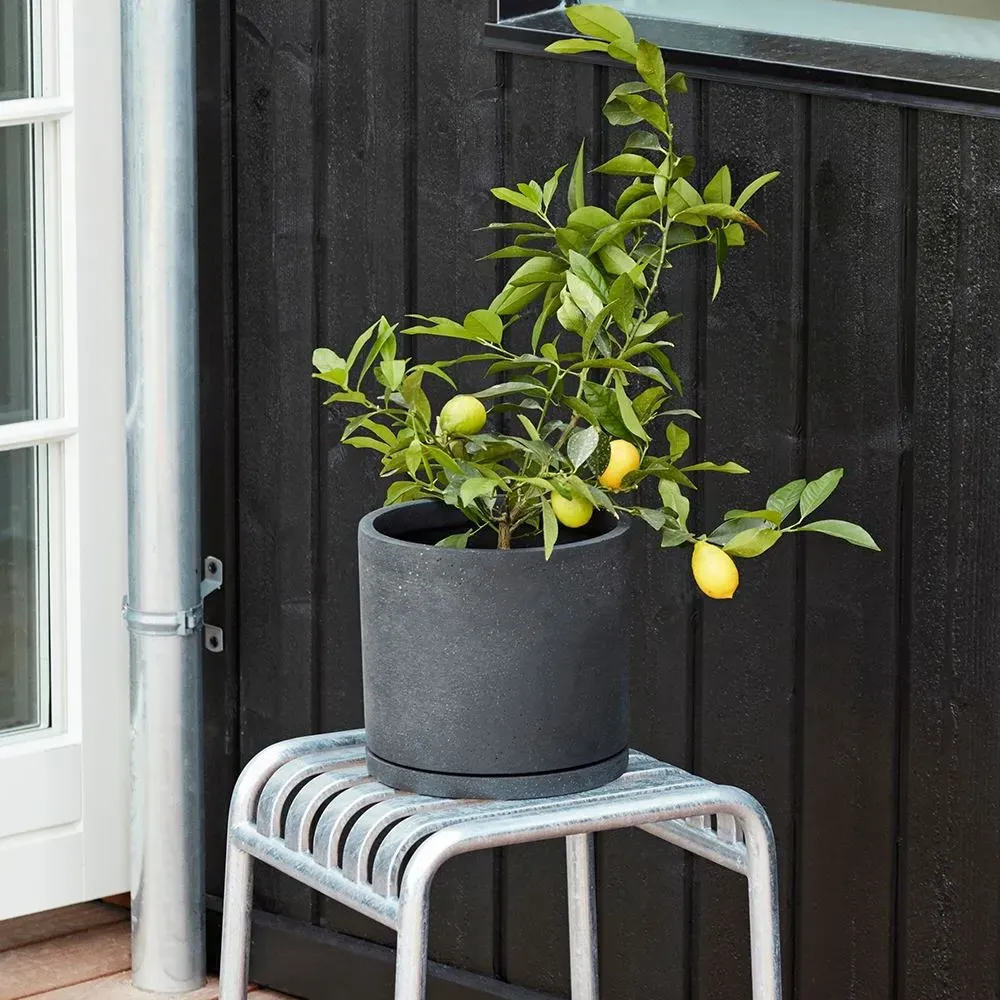 Short Stool with Slatted Seat - Grey, Steel