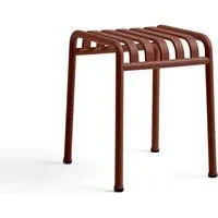 Short Stool with Slatted Seat - Red, Steel