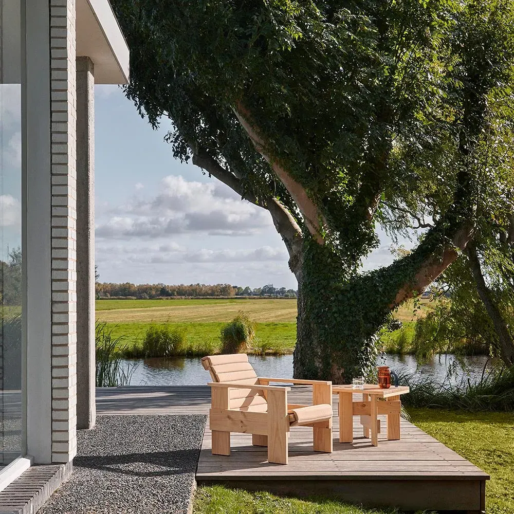 Side Table with Low Profile - White, Pine