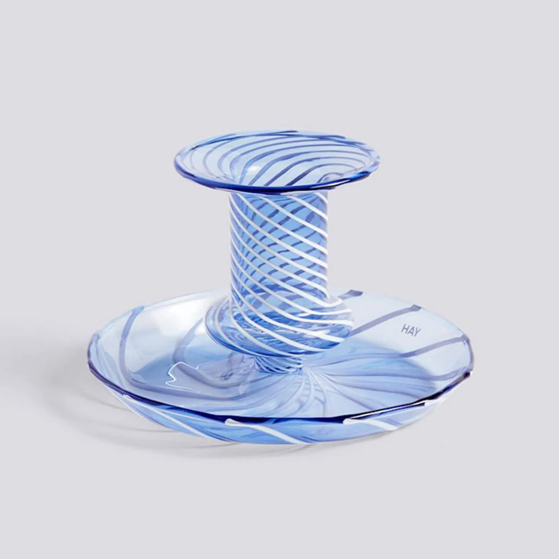 Small Candle Holder - Blue Stripe, Borosilicate Glass