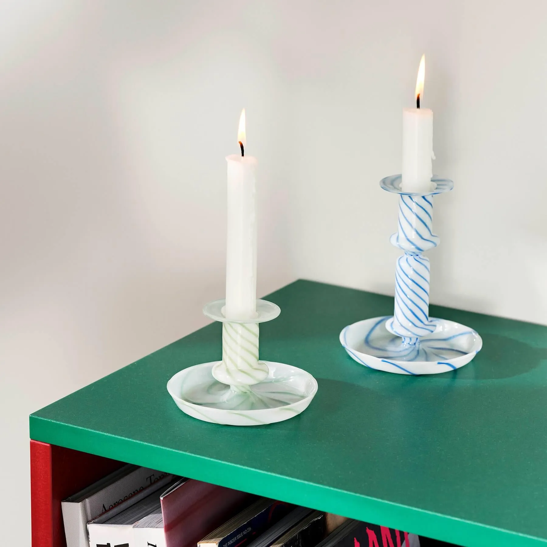 Small Candle Holder - Green, Borosilicate Glass