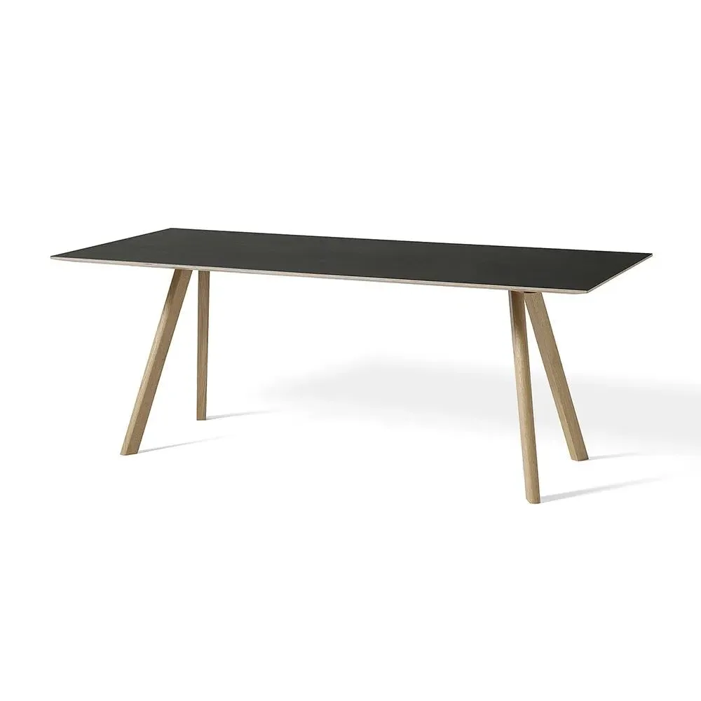 Small Dining Table with Linoleum Top - Black, Oak image