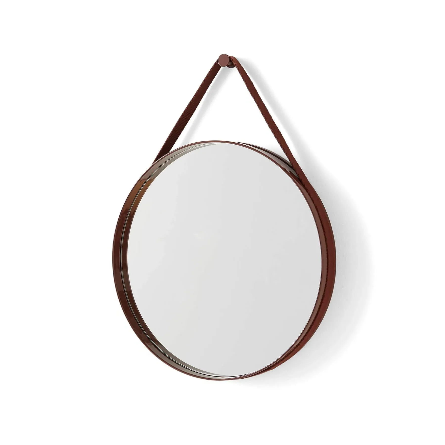 Small Round Mirror with Strap Handle - Brown image