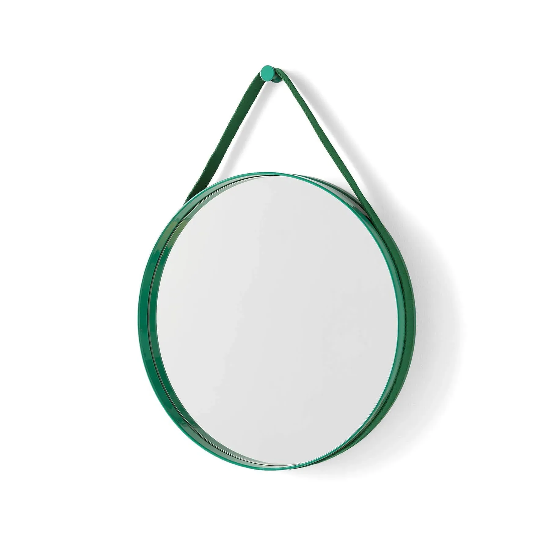 Small Round Mirror with Strap Handle - Green