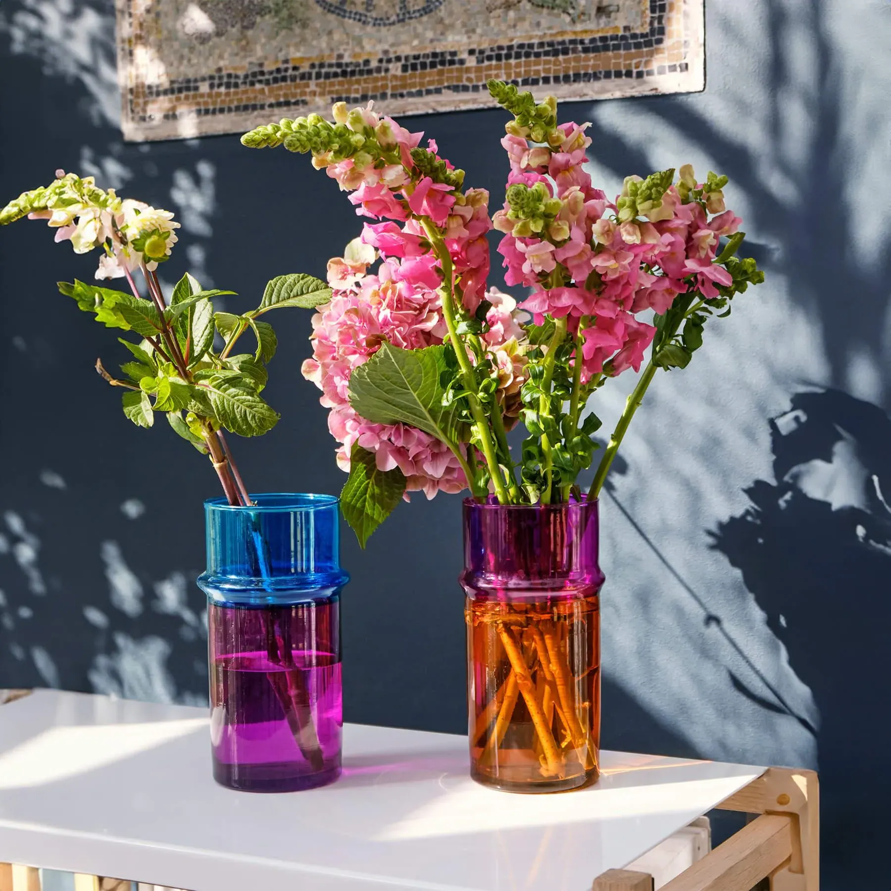 Small Vase Hand-Blown - Pink Blue, Recycled Glass