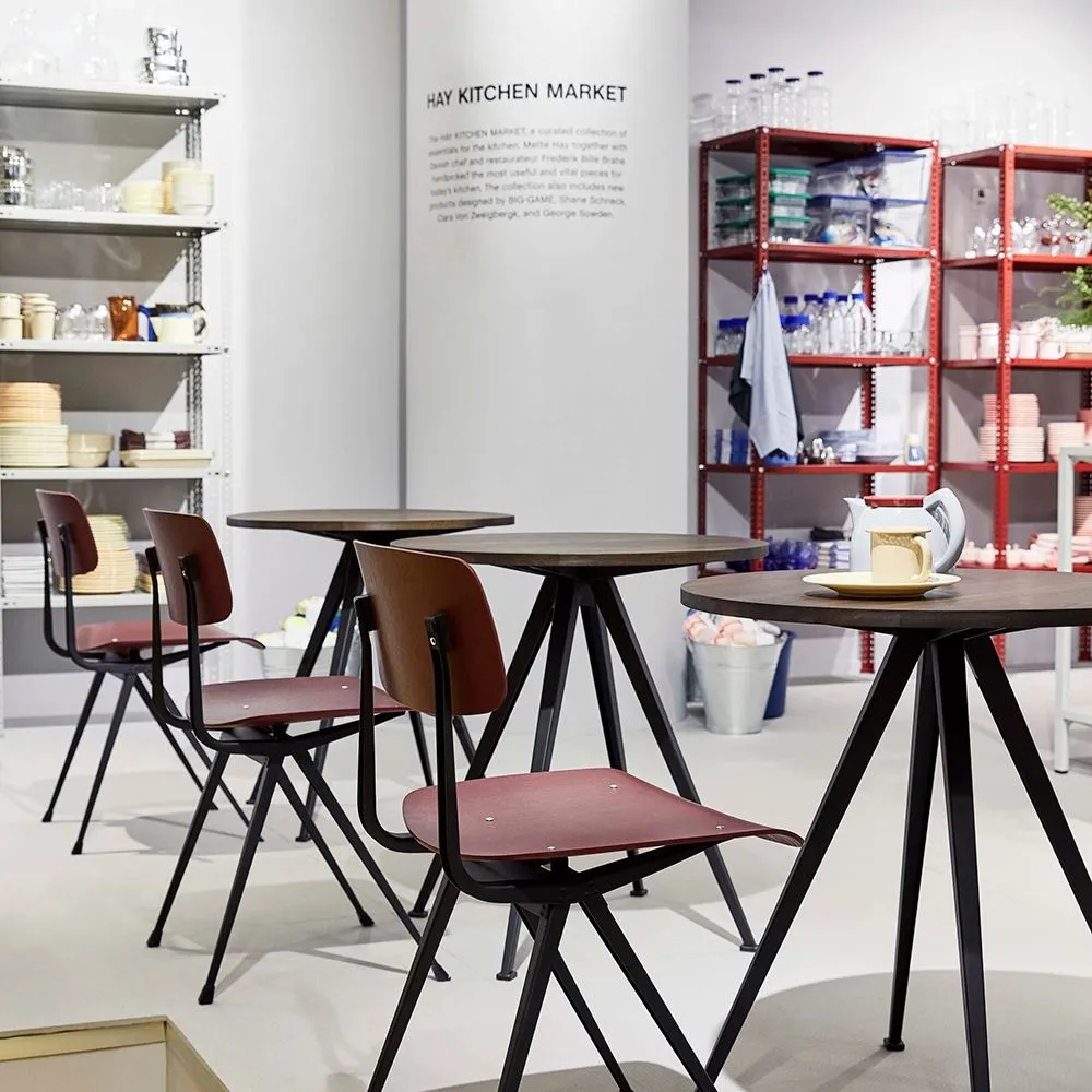 Square Cafe Table - Oak, Steel