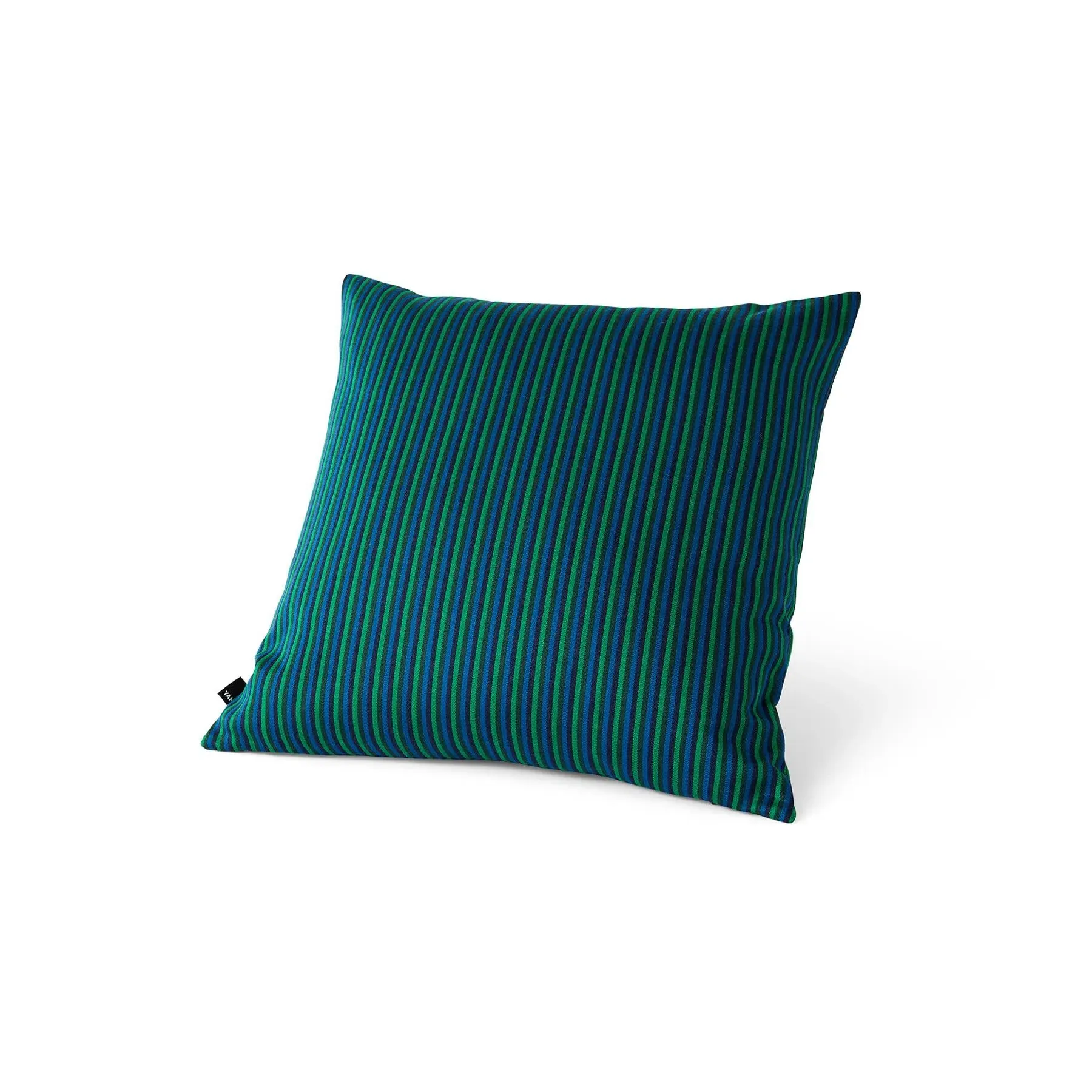 Square Cushion with Stripes - Green, Mixed Fabric image