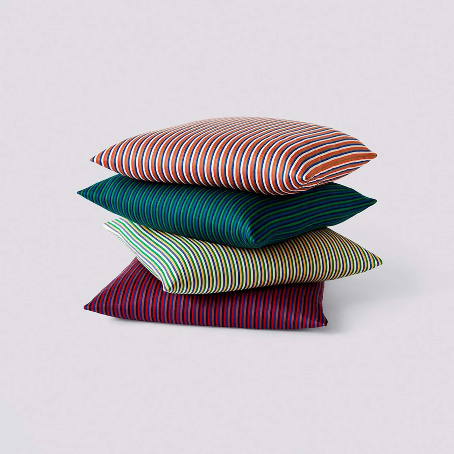 Square Cushion with Stripes - Terracotta, Mixed Fabric