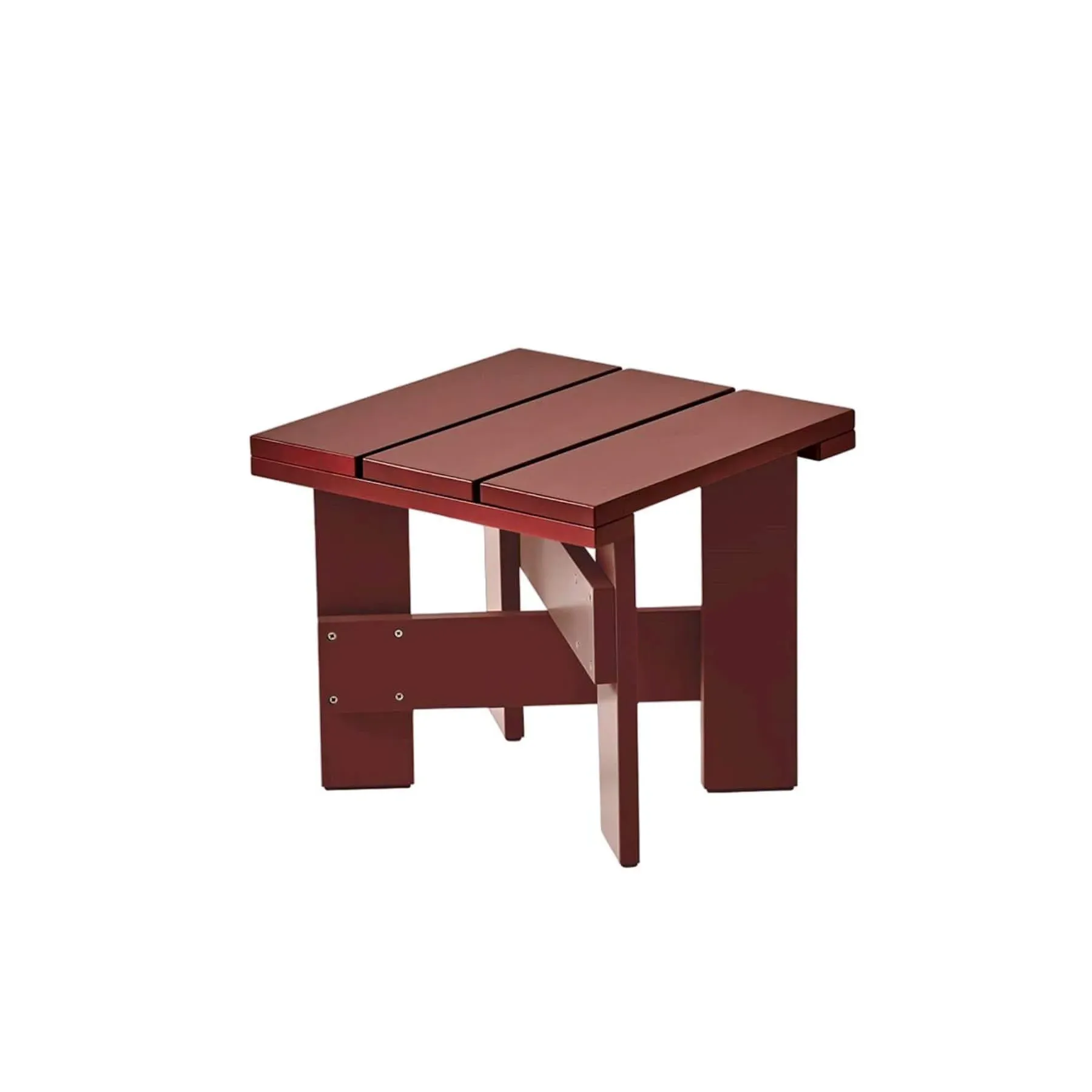 Square Low Table with Crossbars - Iron Red, Pine