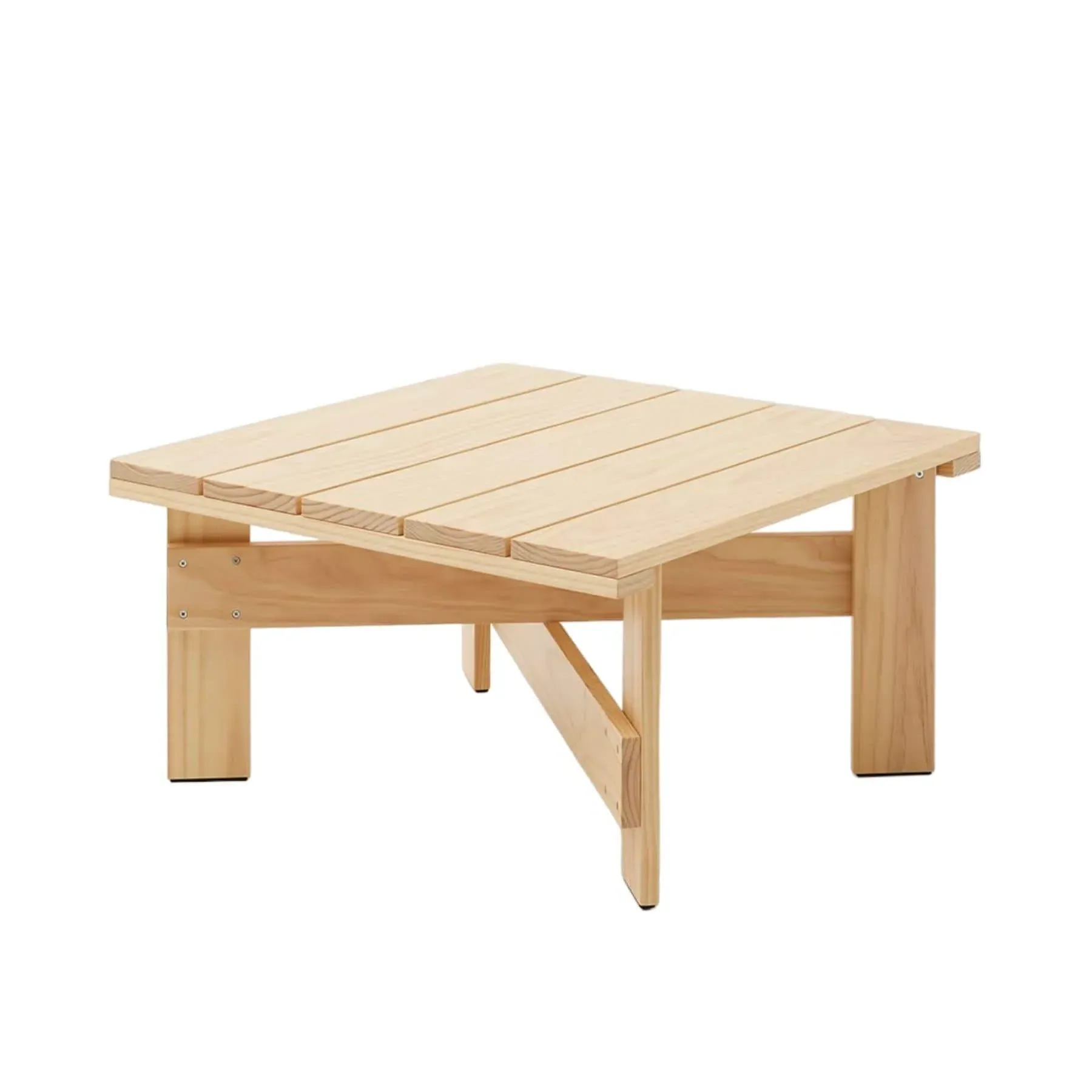 Square Low Table with Crossbars - Pine Wood