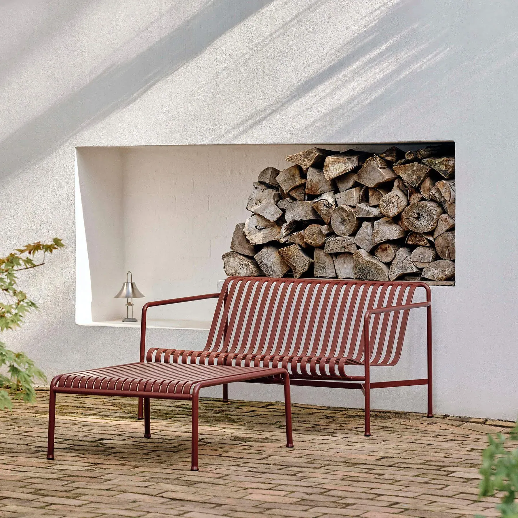 Square Low Table with Slats - Iron Red, Steel