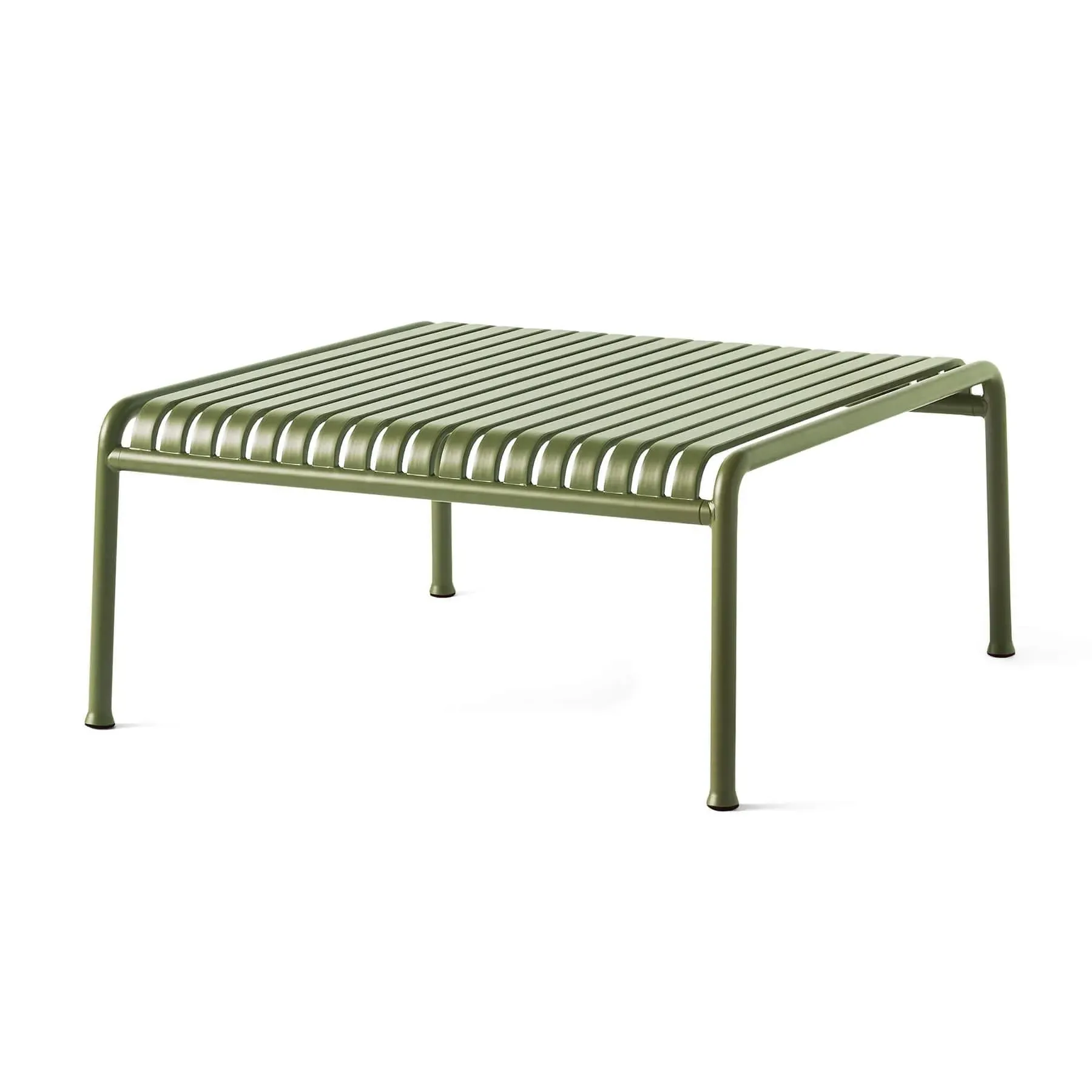 Square Low Table with Slats - Olive, Steel
