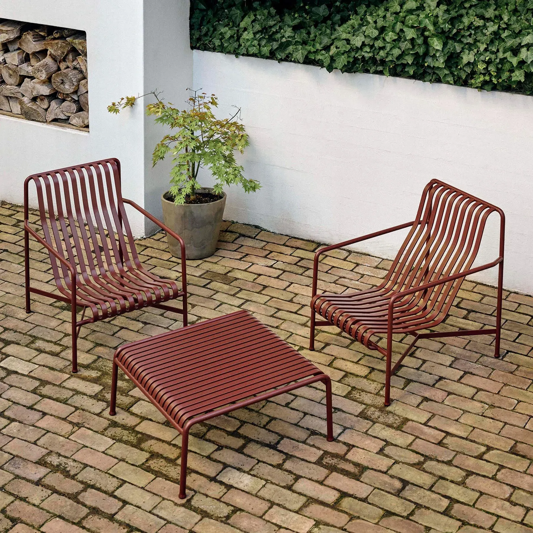 Square Low Table with Slats - Sky Grey, Steel