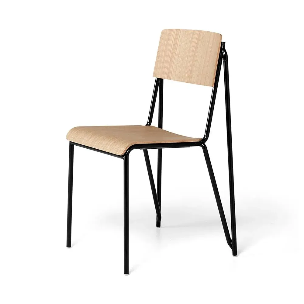 Stackable Dining Chair with Gliders - Black, Oak