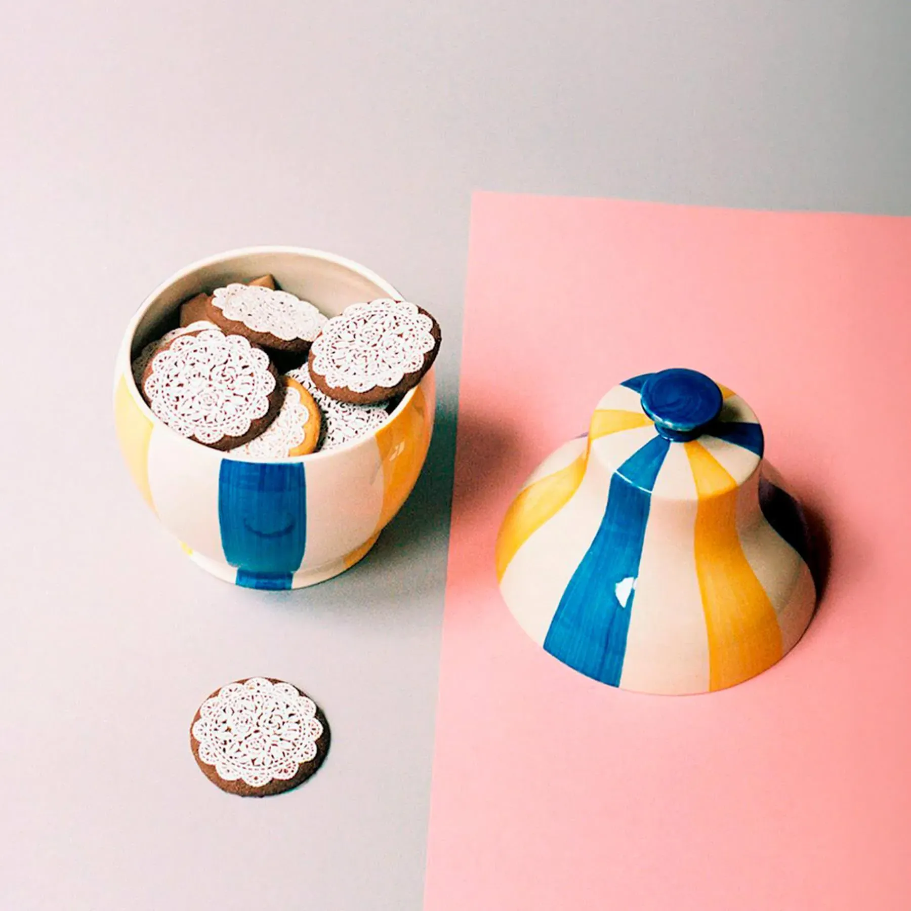 Stripe Cookie Jar - Stoneware