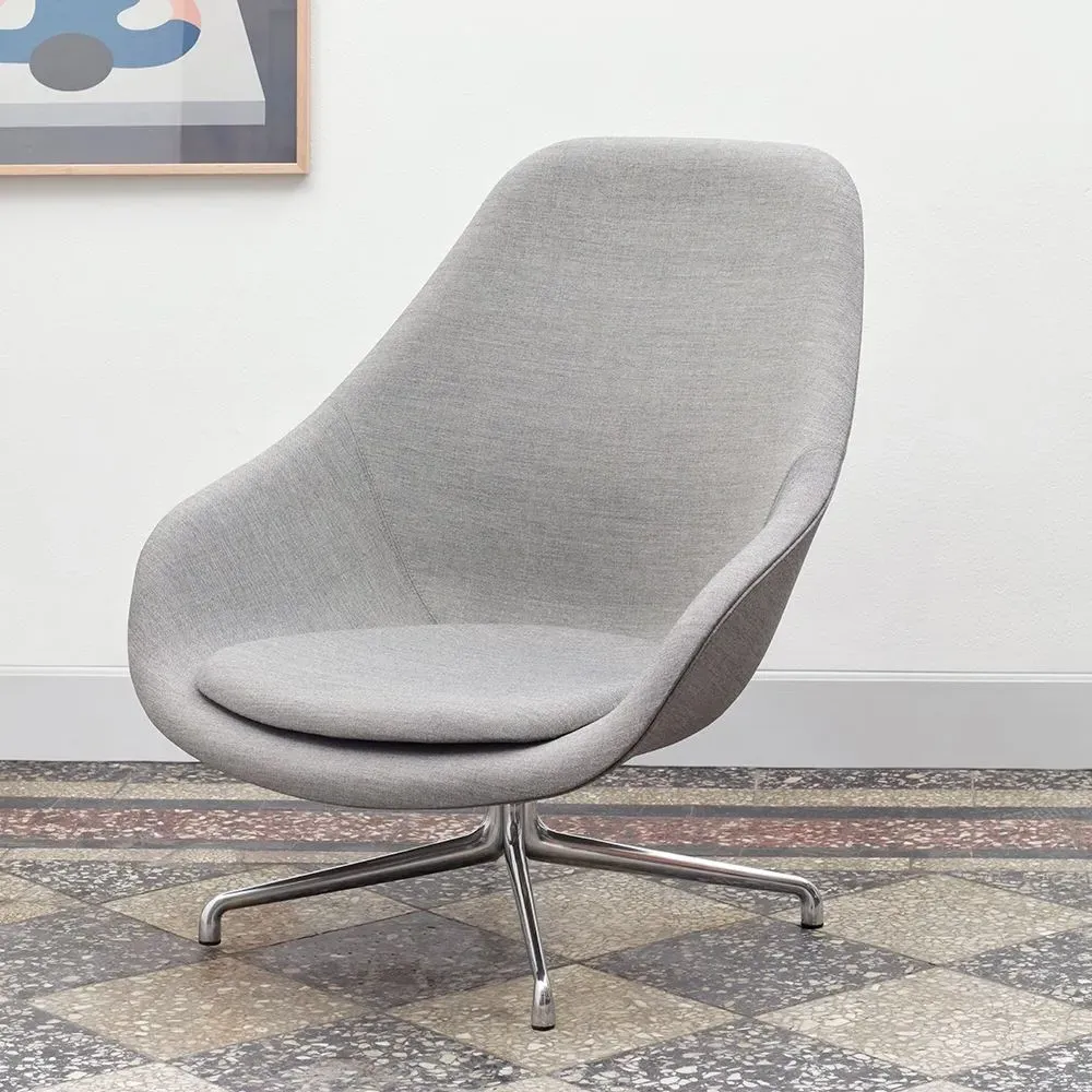 Swivel Lounge Chair - Grey, Fabric