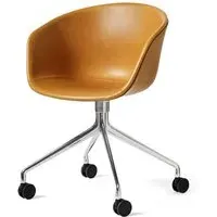 Swivel Office Chair with Castors - Cognac