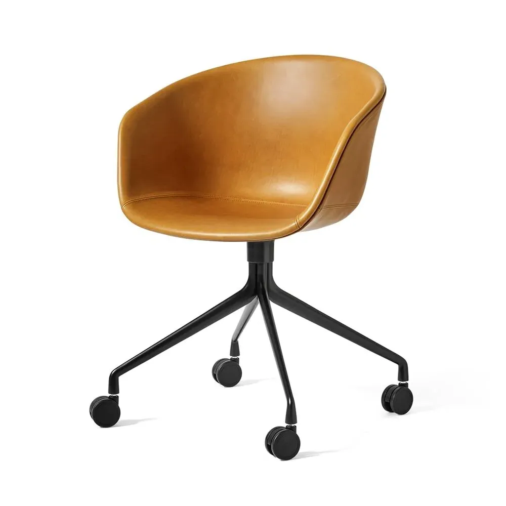 Swivel Office Chair with Castors - Cognac