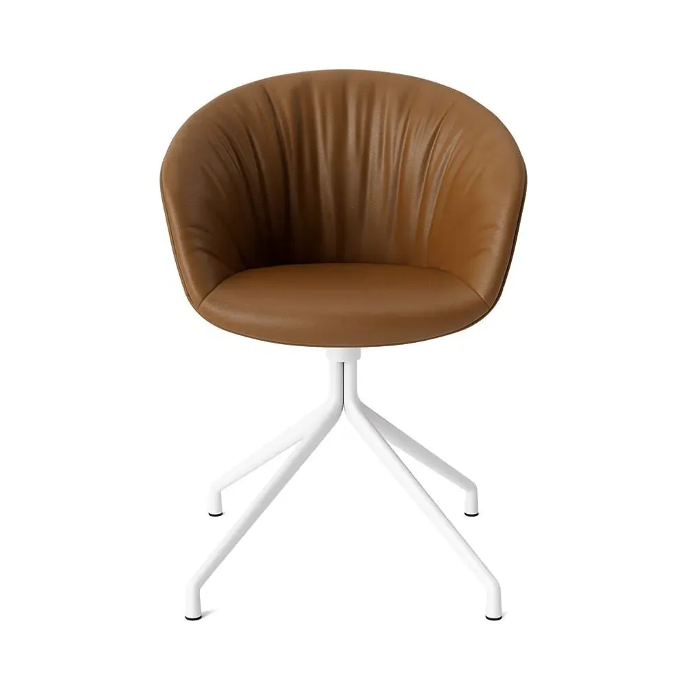 Swivel Office Chair with Upholstery - White Base