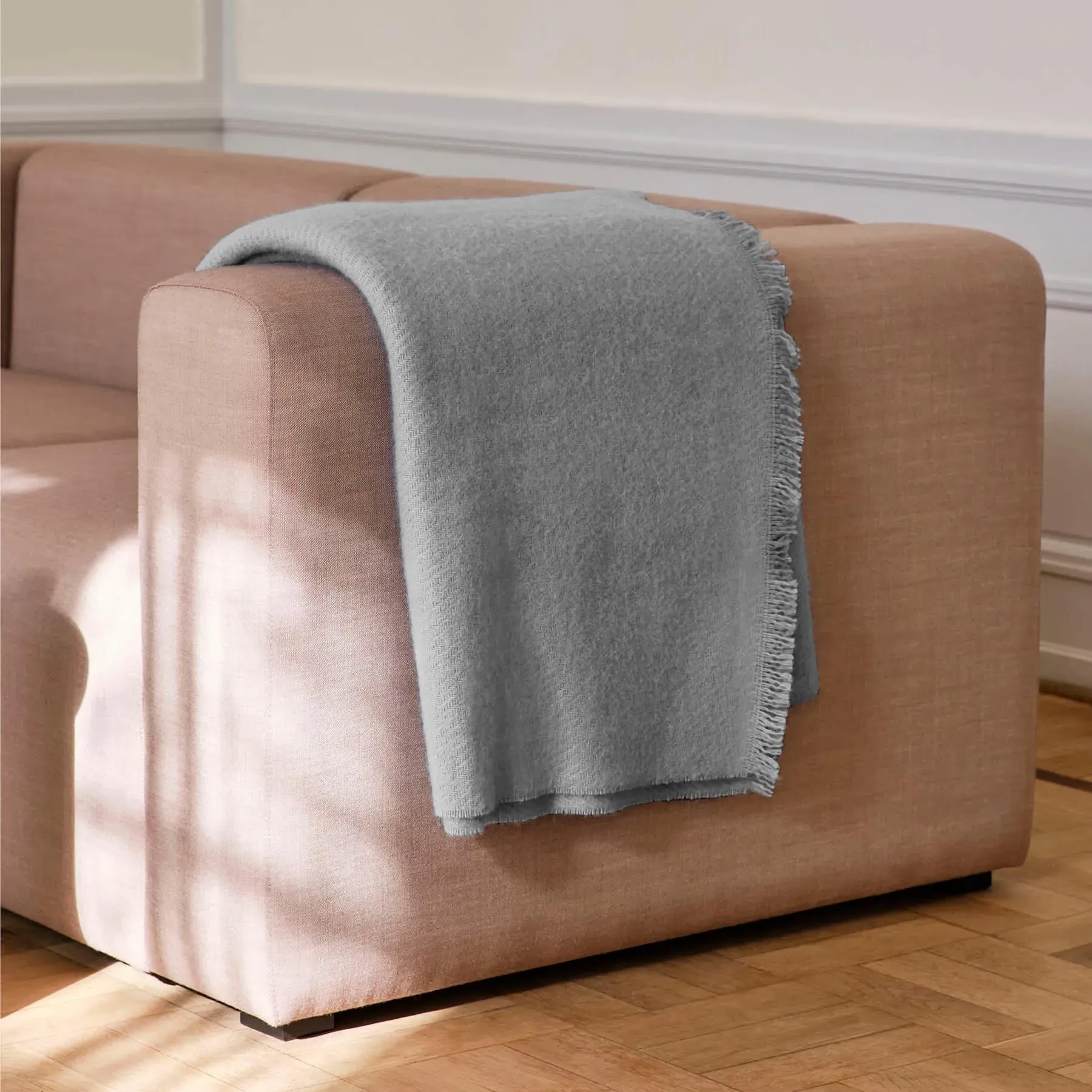 Throw Blanket with Twill Weave - Brown, Wool