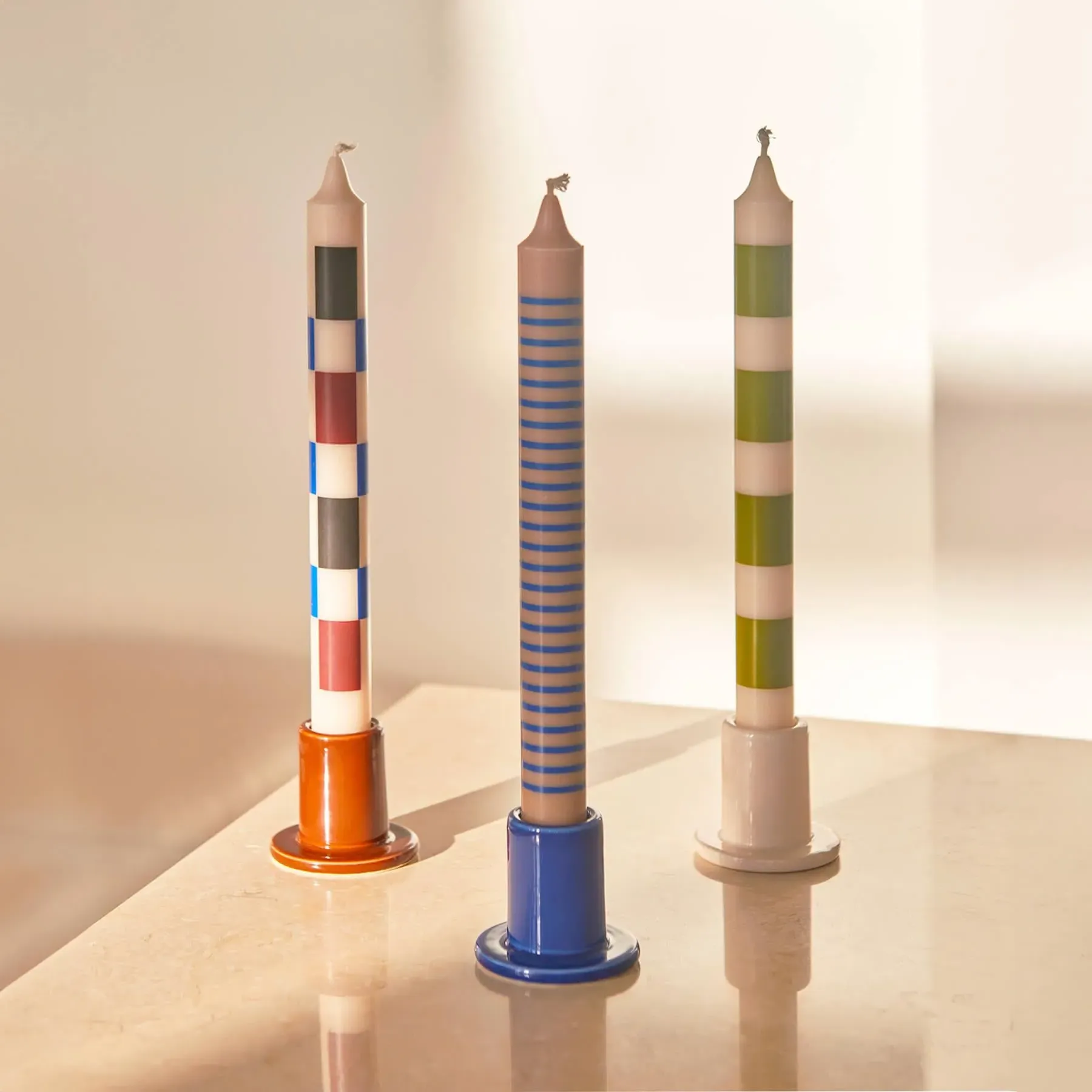 Tube Candleholder - White, Earthenware