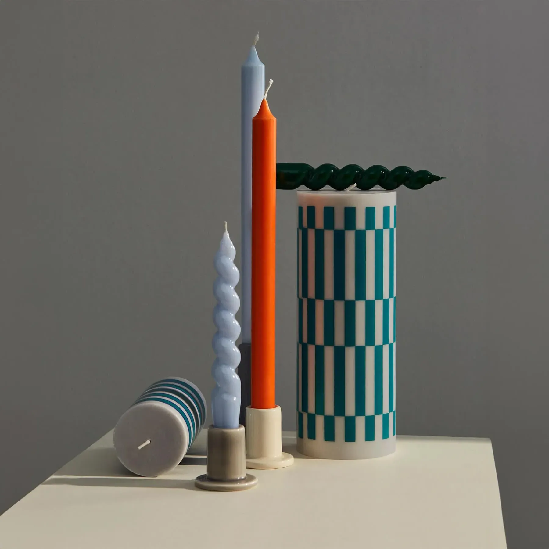 Tube Candleholder - White, Earthenware