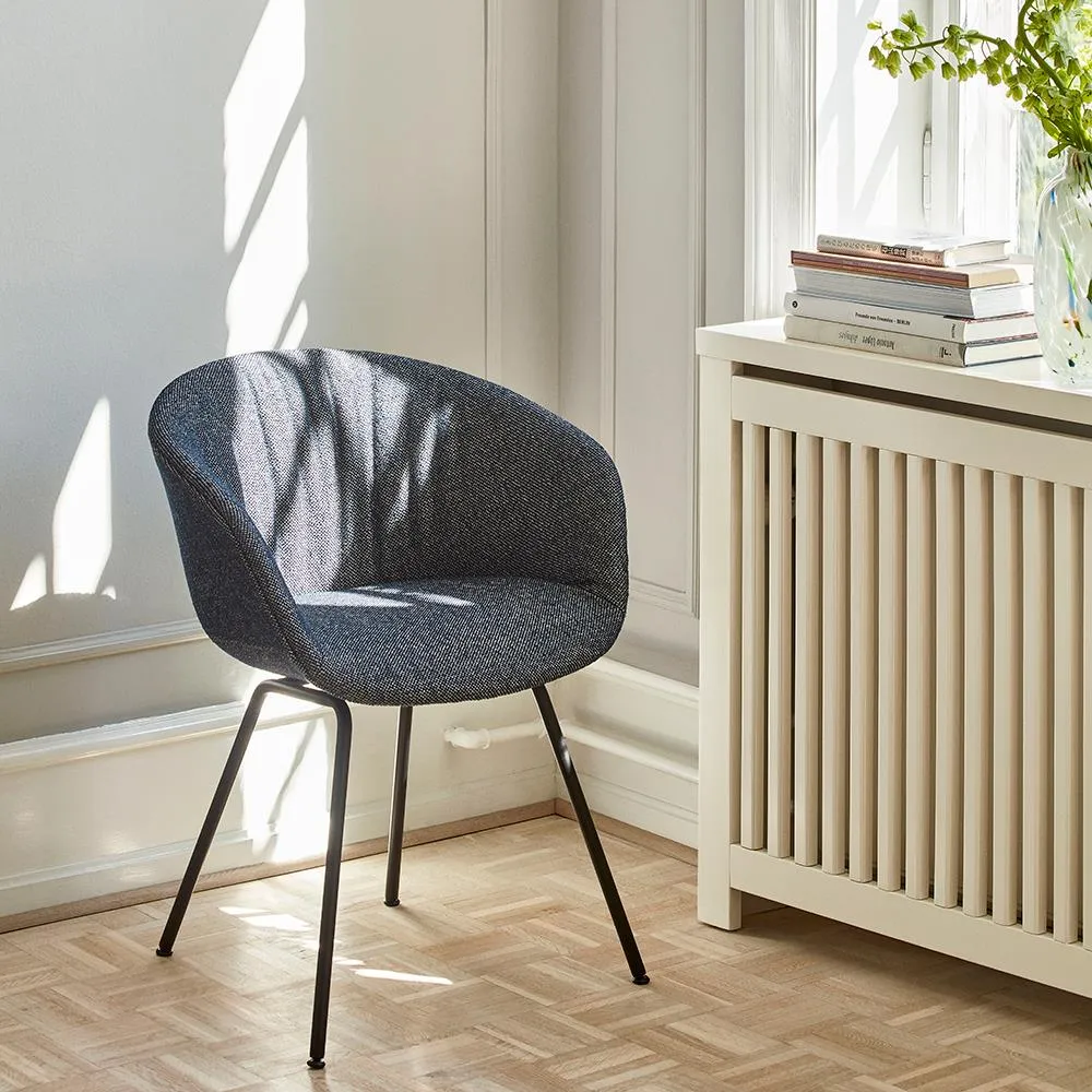 Upholstered Chair with Quilted Shell - Steel