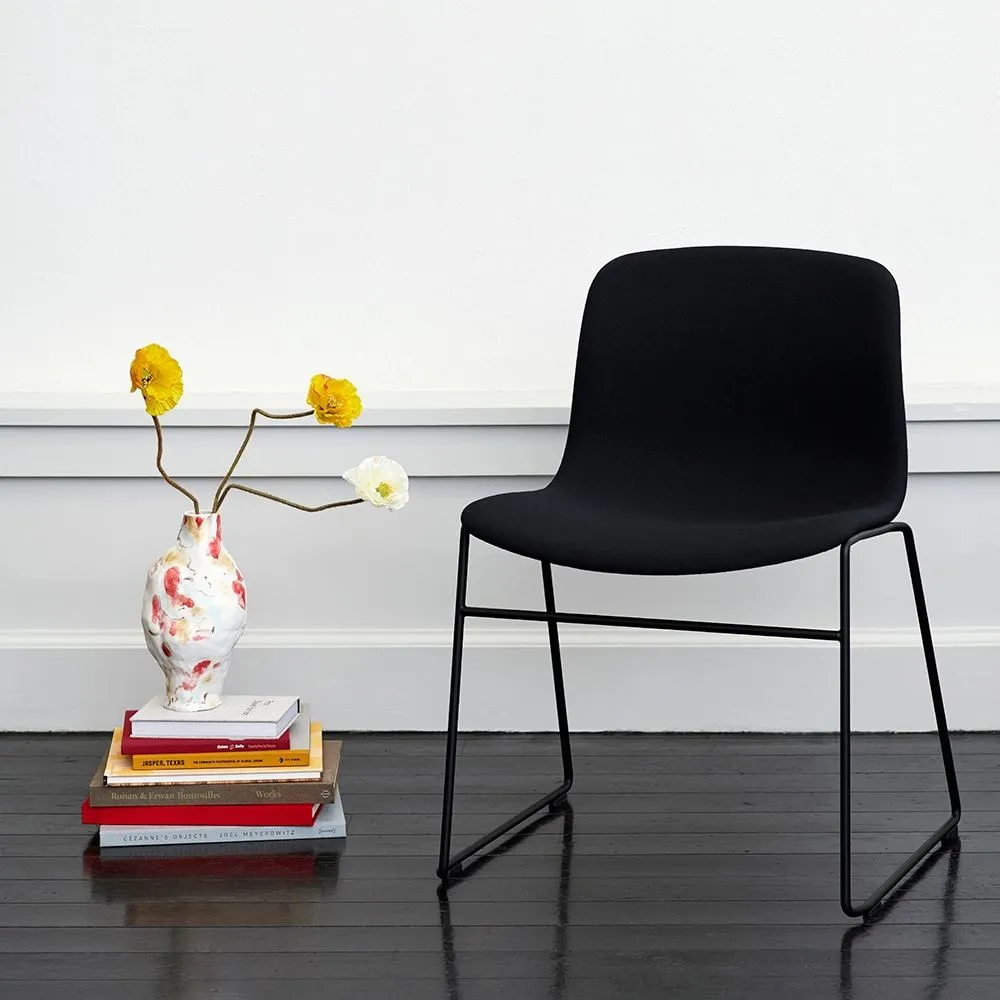 Upholstered Dining Chair - Black Steel Frame