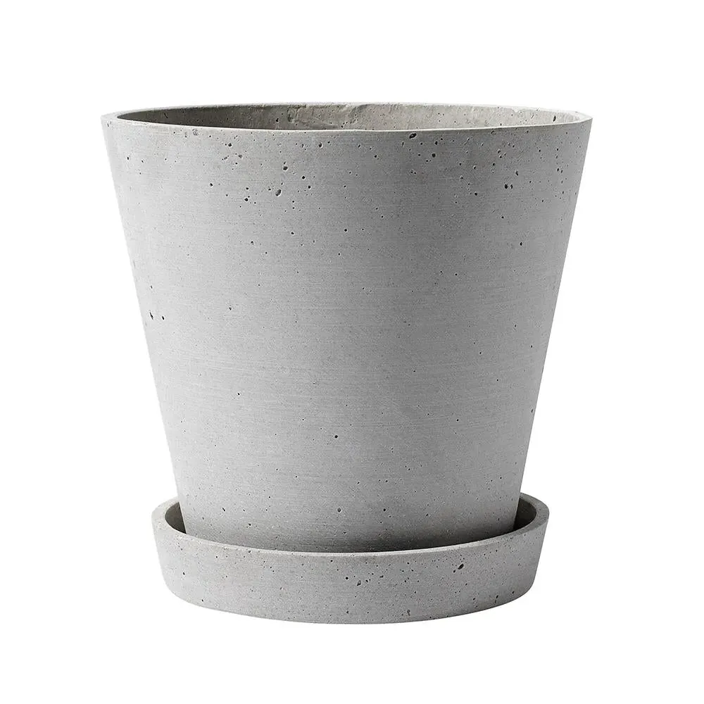 XL Planter with Saucer - Grey, Polystone
