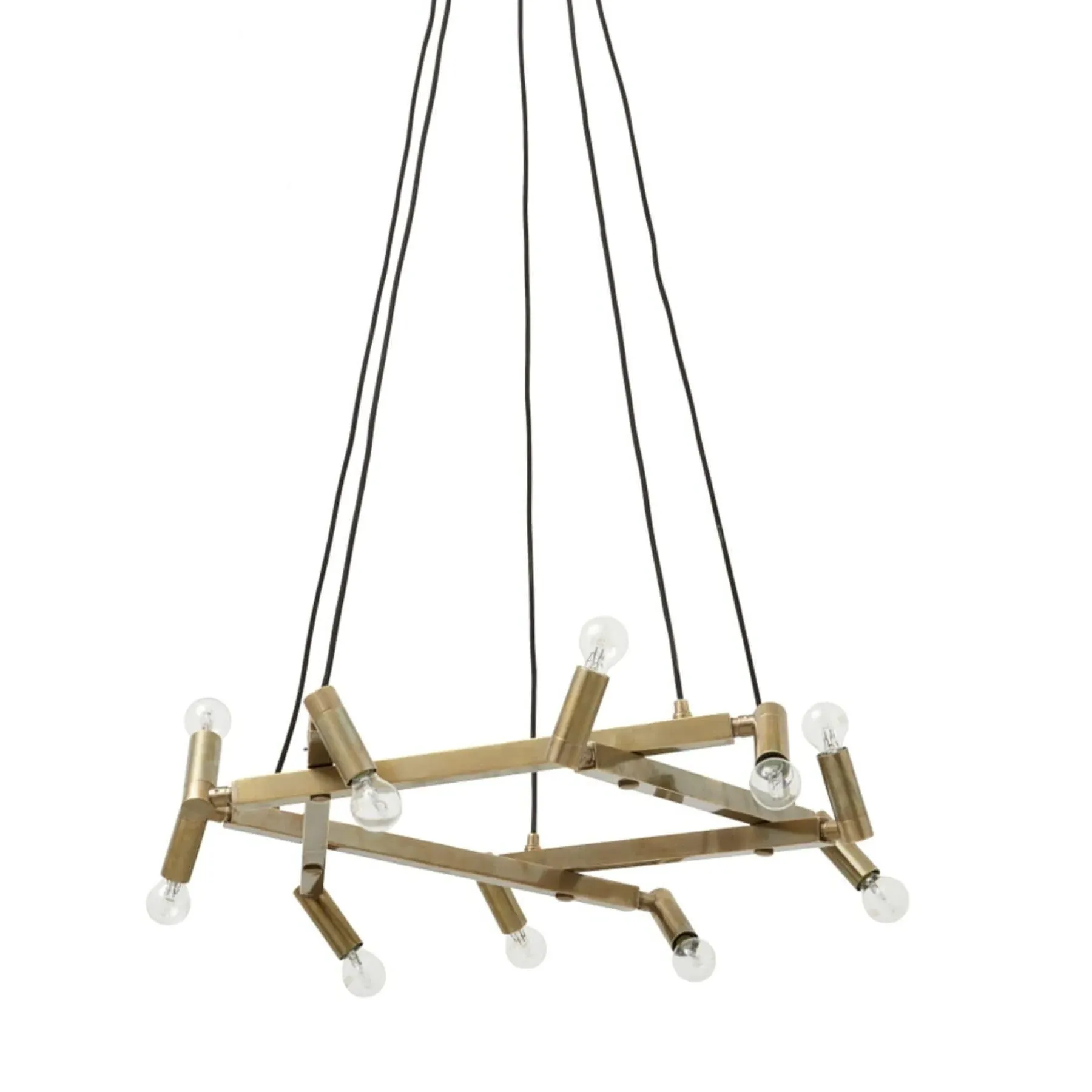 10-Light Chandelier with Squared Rods - Brass image