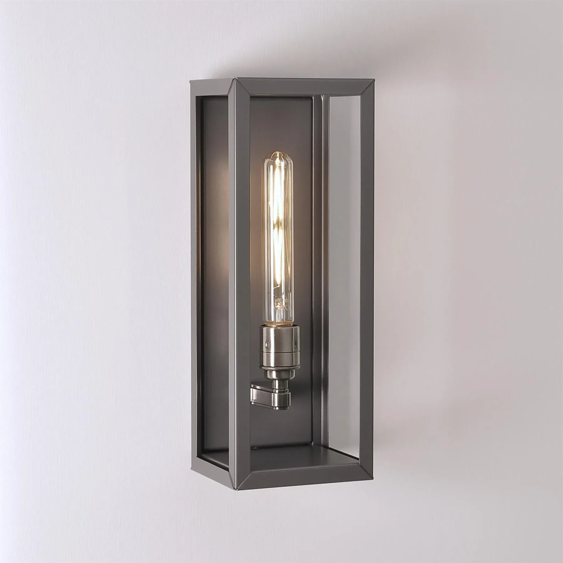 Chelsea Medium Box Wall Light - Pewter, Stainless Steel