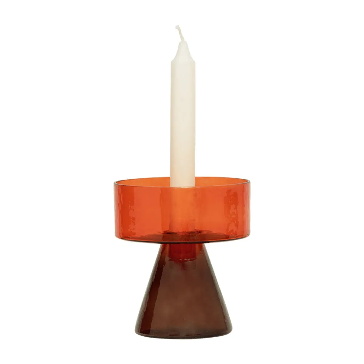 Cone Candle Holder - Flame, Recycled Glass
