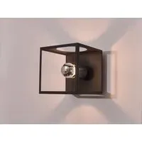 Cube Wall Light with Glass Panel - Black, Metal