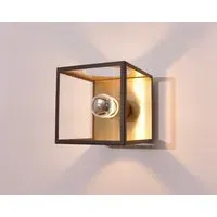 Cube Wall Light with Glass Panel - Bronze, Brass
