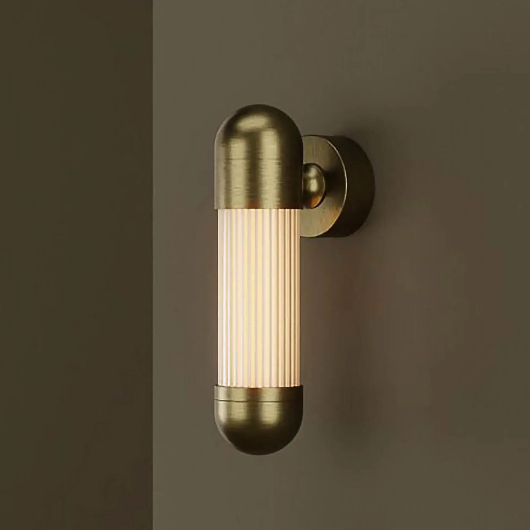 Cylindrical Wall Light with LED - Brushed Brass