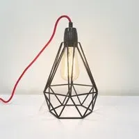 Diamond Cage Small Table Lamp - Black