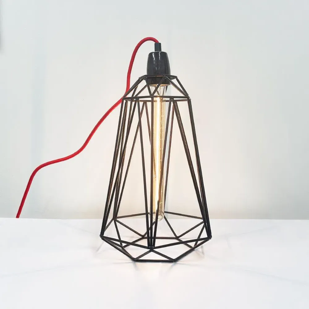Diamond Cage Small Table Lamp - Black Pearl
