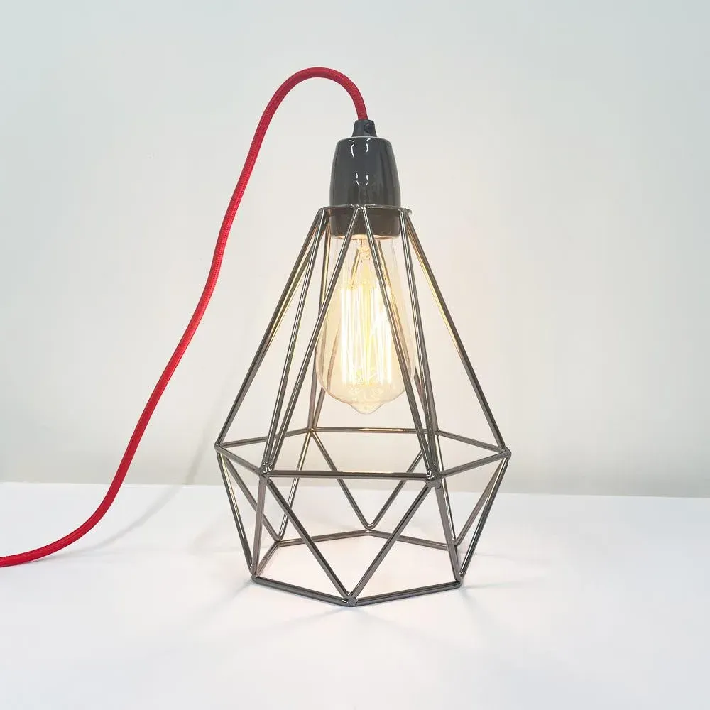 Diamond Cage Small Table Lamp - Black Pearl