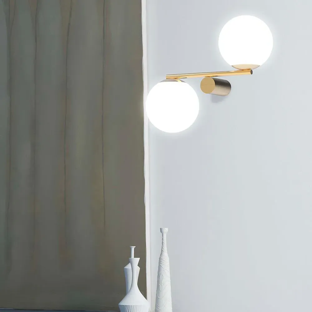 Double Wall Light - Black, Metal Glass