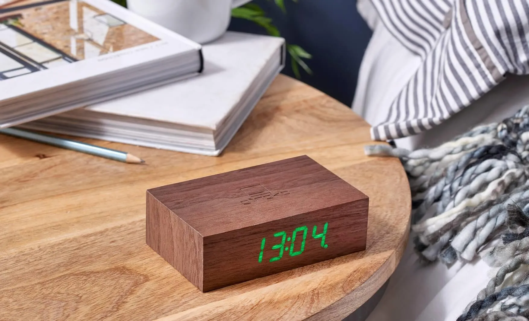 Flip Alarm Clock with LED Display - Ash Wood